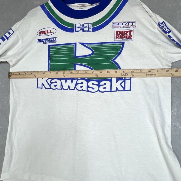 Vintage Kawasaki Motocross Shirt Racing Jersey Men Large AHRMA MX KX BMX 80s 90s - Picture 9 of 16